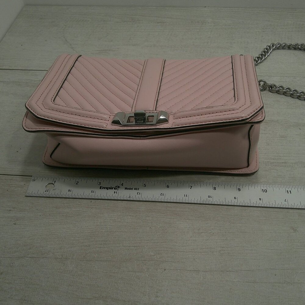 Rebecca Minkoff Baby Pink Channel Quilted Leather Handbag | Purse | Pocketbook - Picture 10 of 12